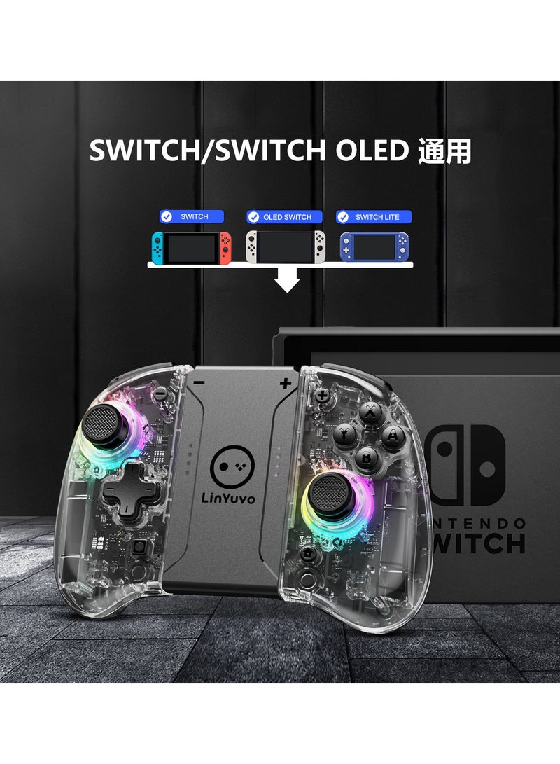 LinYuvo Classic Transparent Gamepad LinYuvo KS37B Wireless Joycon Controller for Switch, Switch Lite, Switch OLED with Colorful RGB Light, Metal Joystick, Six-Axis Gyroscope, Turbo Function, Adjustment Dual Vibration, Programmable Buttons, Programmable Mapping Function, Screenshot Function - Image 5